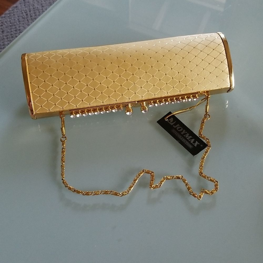 Joymax Retro Metallic Gold Rhinestone Bag